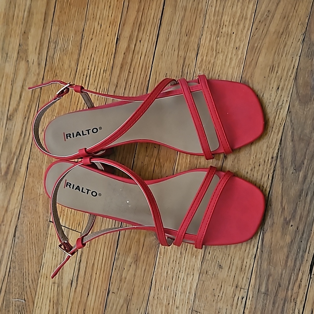 RED strappy sandals